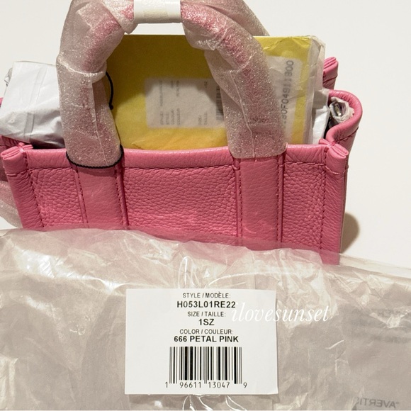 {Marc Jacobs} Mini Leather Tote Handbag - #666 PETAL PINK - Crossbody Bag - Picture 10 of 10